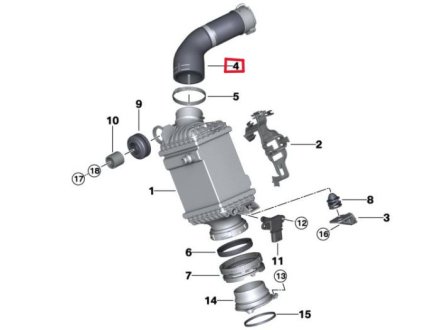 Патрубок інтеркулера X5 G05, X6 G06, X7 G07, 7er G12, 5er G30 BMW 13718482004